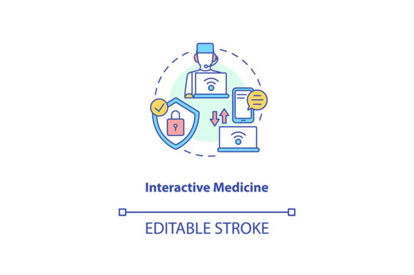 Interactive Medicine Concept Icon in Real Stitch Work