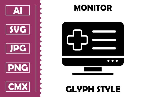 Medical Monitor Vector Glyph Icon Design: Stitching Test