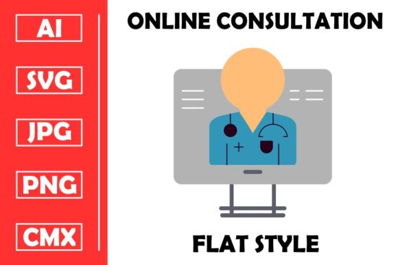 Medical Online Consultation Flat Icon: Designer Review