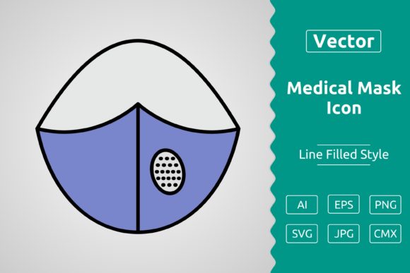 Vector Medical Mask Filled Outline Icon